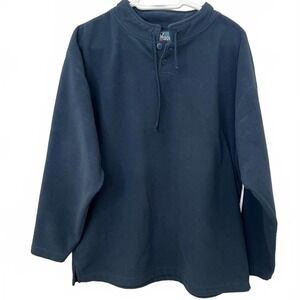Big Dogs Fleece Pullover Navy Blue‎ Henley Mock Neck Large